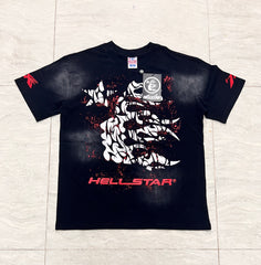 Hellstar Vintage Wash Claw & Star Graphic Oversized T-Shirt - Black