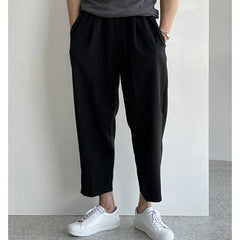 Elastic Waist Cropped Drape Pants