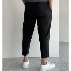 Elastic Waist Cropped Drape Pants