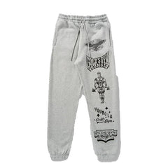 Autumn and Winter American Trendy Brand YOUNG LA New Muscle Fitness Sports Running Pants Casual Printed Leg Tights