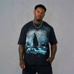 American trendy brand YOONGLA fitness sports clown Batman short sleeved jogging casual loose cotton round neck T-shirt