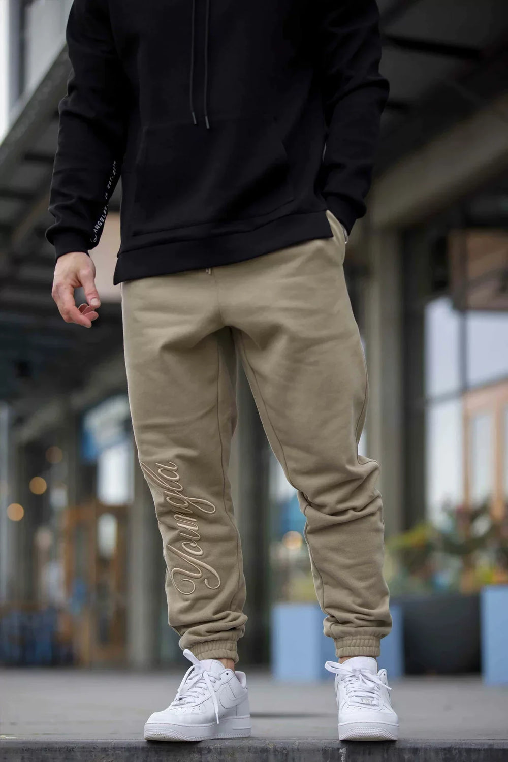 Cross border foreign trade, European and American trendy brand YOUNG LA sports and fitness pants, American casual embroidered looped leg binding pants