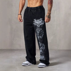 American trendy brand YOONGLA fitness training pants for European and American runners, loose straight leg printed casual pants
