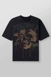 Cross border foreign trade American trendy brand YoungLa skeleton short sleeved loose cotton round neck fitness running T-shirt for men
