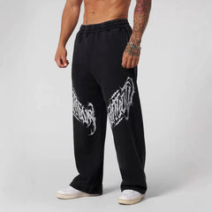 American fashion brand YOONGLA leaf camouflage sports pants for men's fitness training, jogging, leisure, wide leg pants