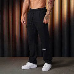 Autumn and Winter Trendy Brand YoungLa Men's Straight Leg Pants Heavy duty Woolen Embroidery Pants Jogger Sports Fitness Pants