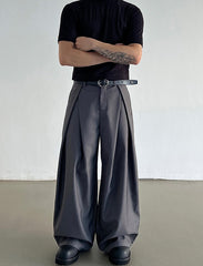 Pleated Wide-Leg A-Line Suit Pants