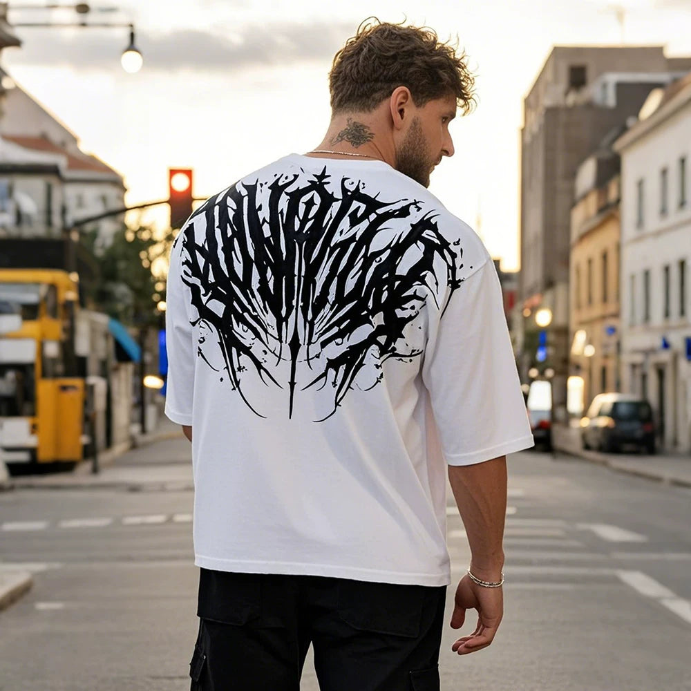 Cross border foreign trade, European and American trendy brand YOUNG LA sports T-shirt, American fitness, leisure, running, training, printed cotton short sleeved shirt