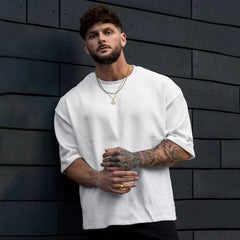 American style loose sports short sleeved T-shirt, plus size casual fitness top, European and American style trendy round neck top, suitable for all seasons