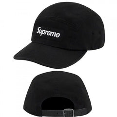 Supreme Black 5-Panel Box Logo Camp Cap with Leather Strap