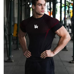 Cross border foreign trade American trendy brand YOUNG LA leisure sports fitness running jogging men's stretch t-shirt training suit