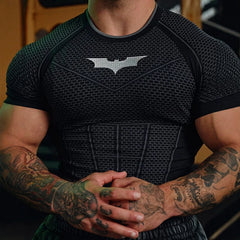 American fashion brand YOUNG LA fitness T-shirt Batman quick drying breathable elastic slim fit short sleeved training top