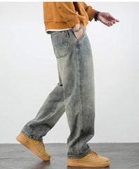 Retro Wide-leg Drape Jeans