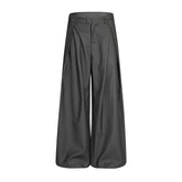 Pleated Wide-Leg A-Line Suit Pants