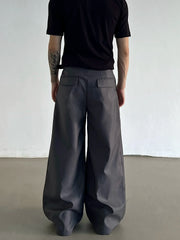 Pleated Wide-Leg A-Line Suit Pants