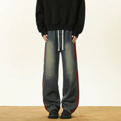 Washed Striped Drawstring Pants