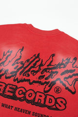 Hellstar Records Flame Graphic Acid Wash Oversized T-Shirt