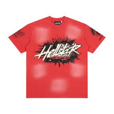 Hellstar Records Flame Graphic Acid Wash Oversized T-Shirt