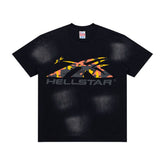 Hellstar Vintage Wash Camo Arrow Graphic Oversized T-Shirt - Black