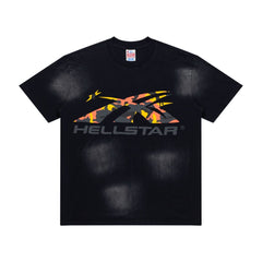 Hellstar Vintage Wash Camo Arrow Graphic Oversized T-Shirt - Black