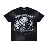 Hellstar Vintage Wash Skull Graphic Oversized T-Shirt - Dark Acid Black