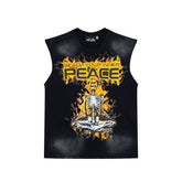 Hellstar Vintage Washed Flames & Meditating Skull Tank Top
