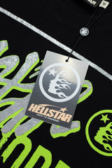 Hellstar Studios Glitter Graphic Oversized T-Shirt - Washed Black