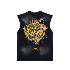 Hellstar Vintage Washed Flames & Meditating Skull Tank Top