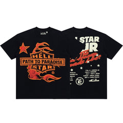 Hellstar Vintage Wash Flame Badge Graphic Oversized T-Shirt