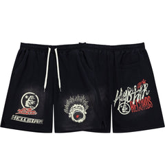 Hellstar Vintage Wash Spray Graphic Sweat Shorts
