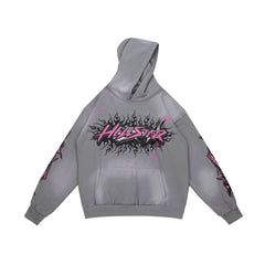HELLSTAR Flame Paint Splatter Gradient Vintage Wash Hoodie