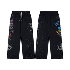 Hellstar Rhinestone & Washed Graphic Sweatpants (Black)