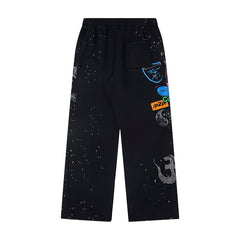 Hellstar Rhinestone & Washed Graphic Sweatpants (Black)