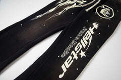 Hellstar Fleece Washed Graphic Sweatpants (Black)