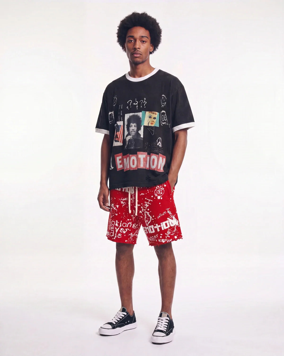 Mixed Emotions Graffiti Shorts Red