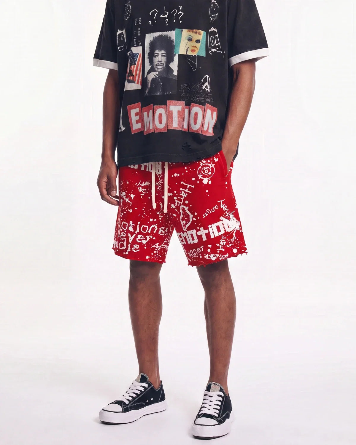 Mixed Emotions Graffiti Shorts Red