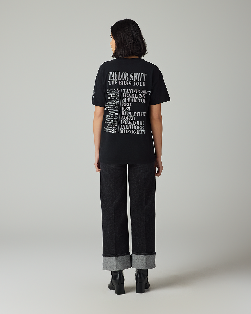 Taylor Swift | The Eras Tour Through LA Black T-Shirt