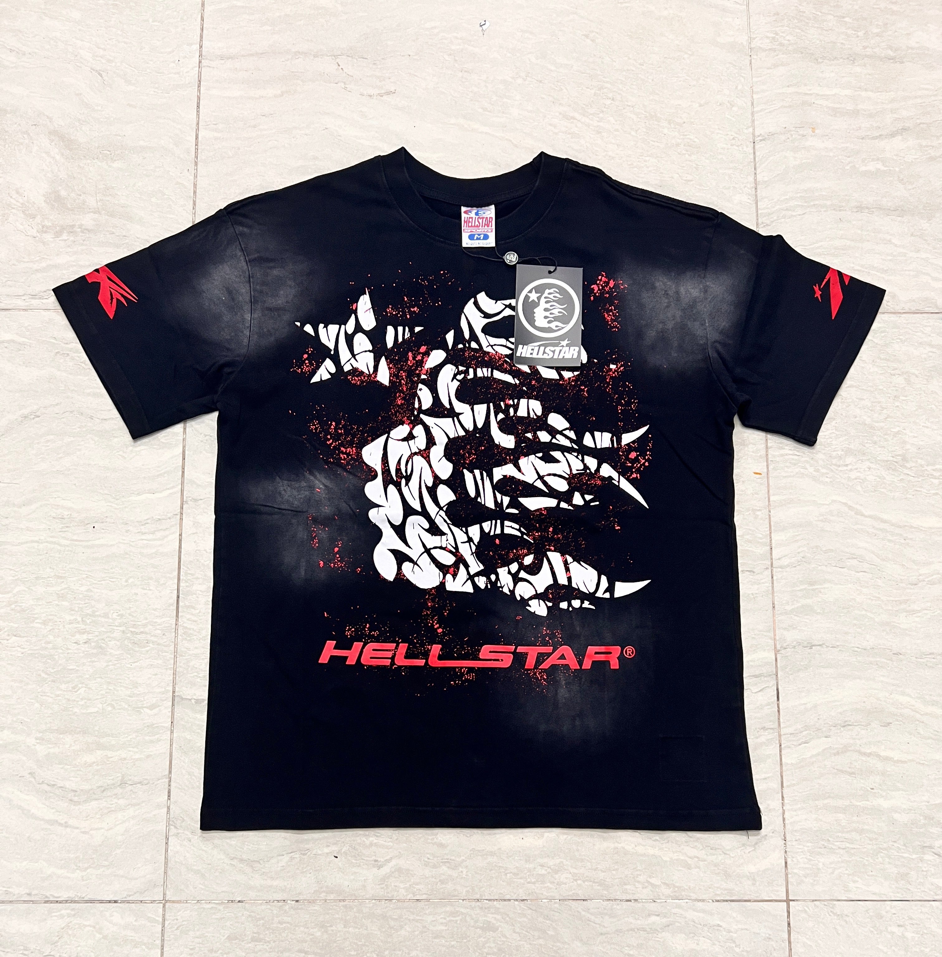 Hellstar Vintage Wash Claw & Star Graphic Oversized T-Shirt - Black