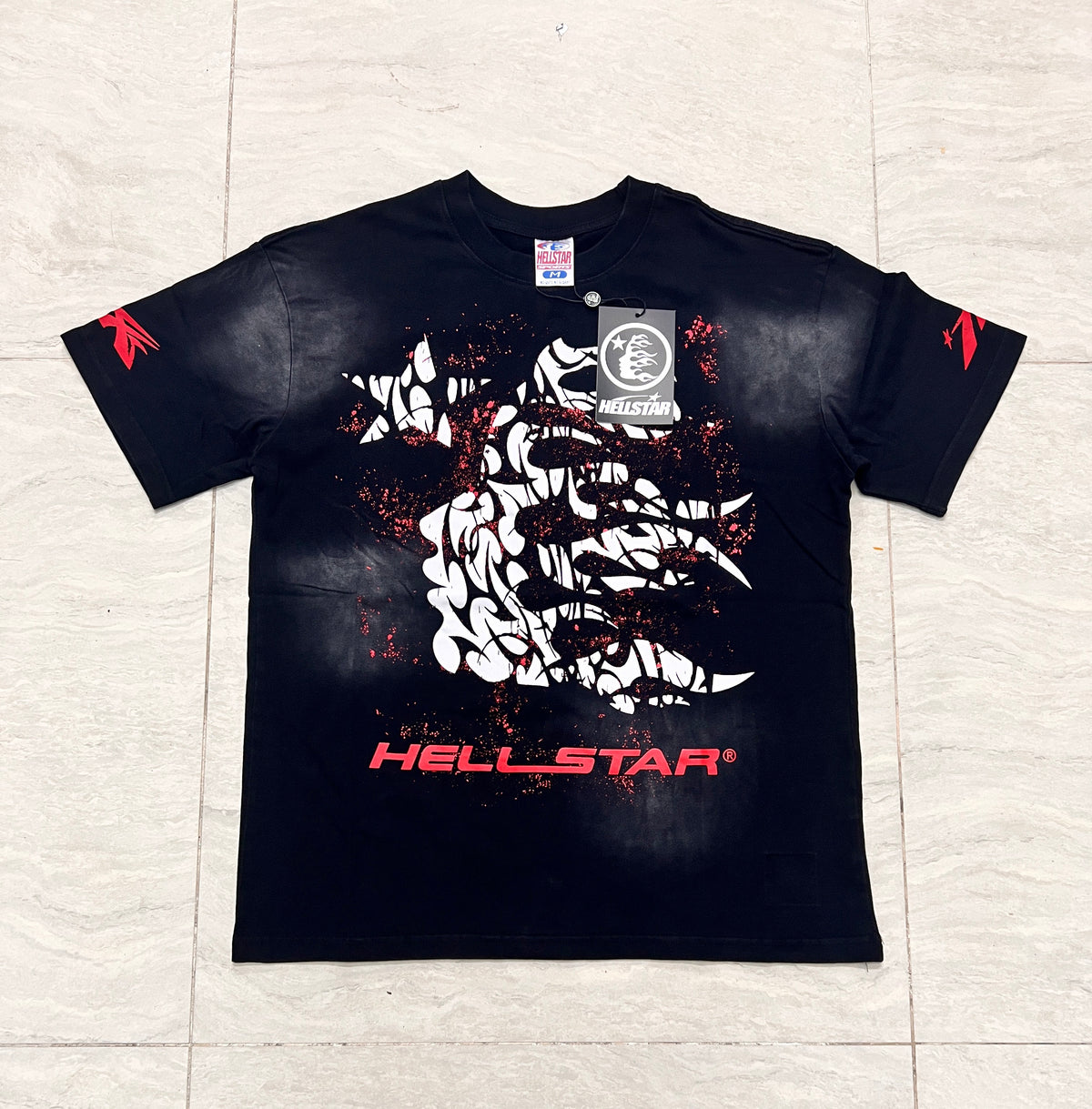 Hellstar Vintage Wash Claw & Star Graphic Oversized T-Shirt - Black