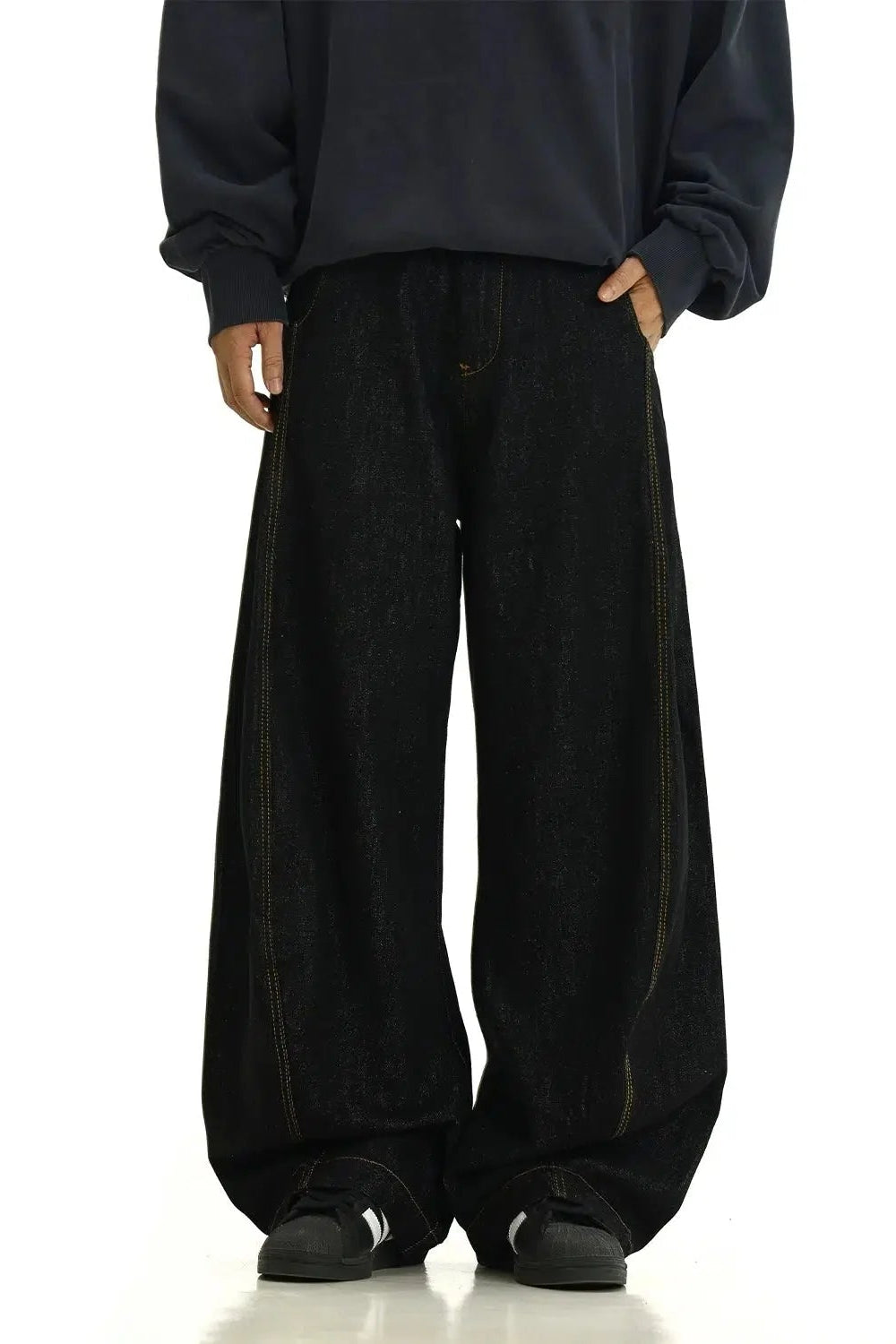 Black Baggy Wide-Leg Jeans