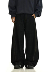 Black Baggy Wide-Leg Jeans