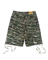 Bottega Desires Distressed Camo Cargo Shorts Green