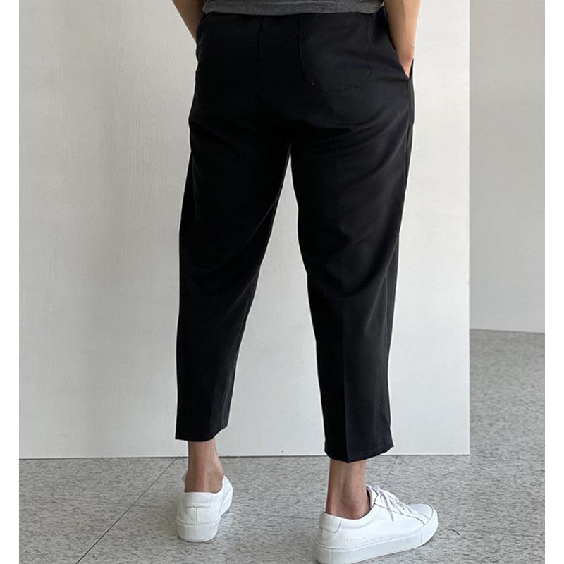 Elastic Waist Cropped Drape Pants