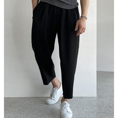Elastic Waist Cropped Drape Pants