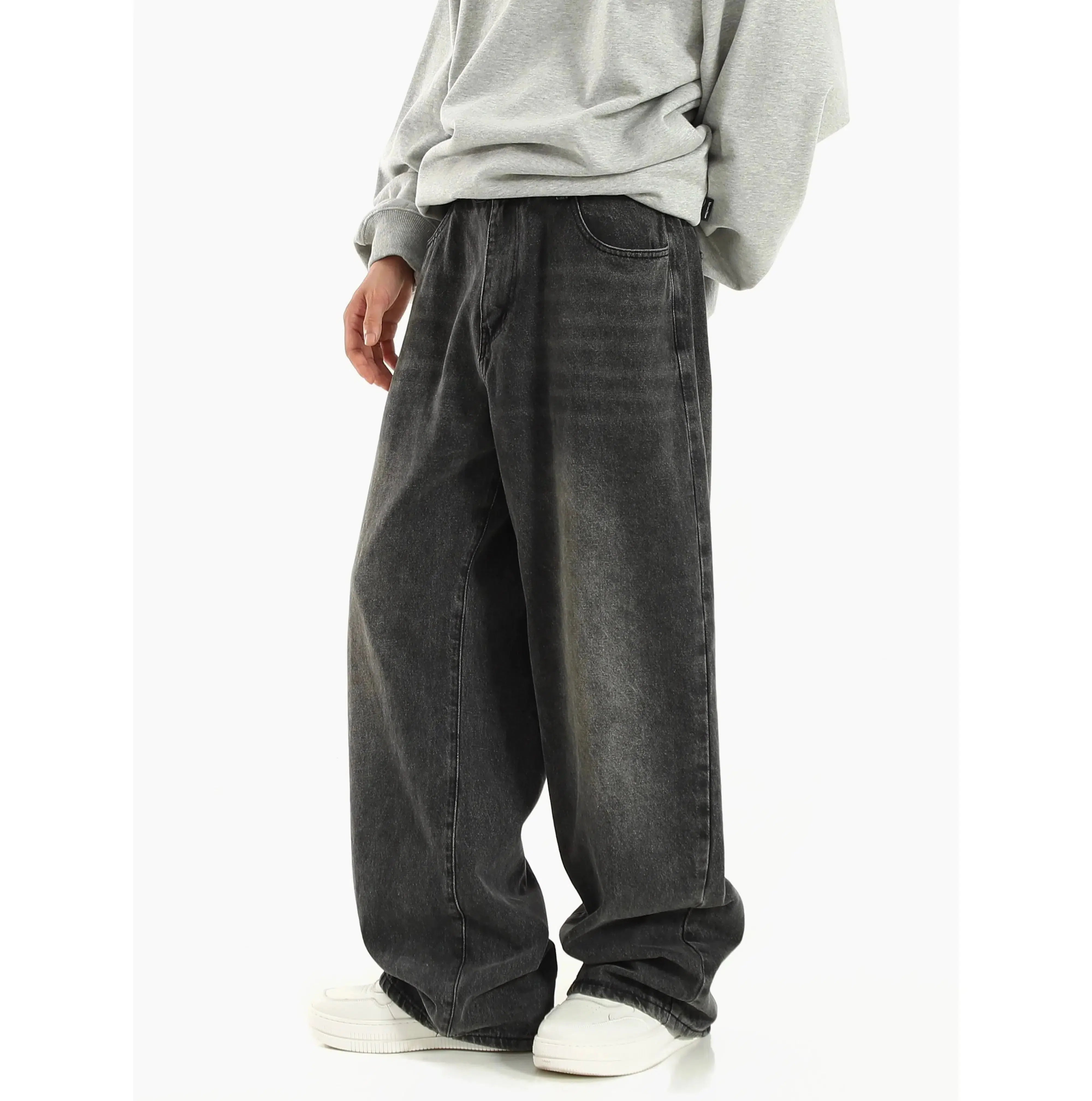 Gray Elastic Waist Jeans