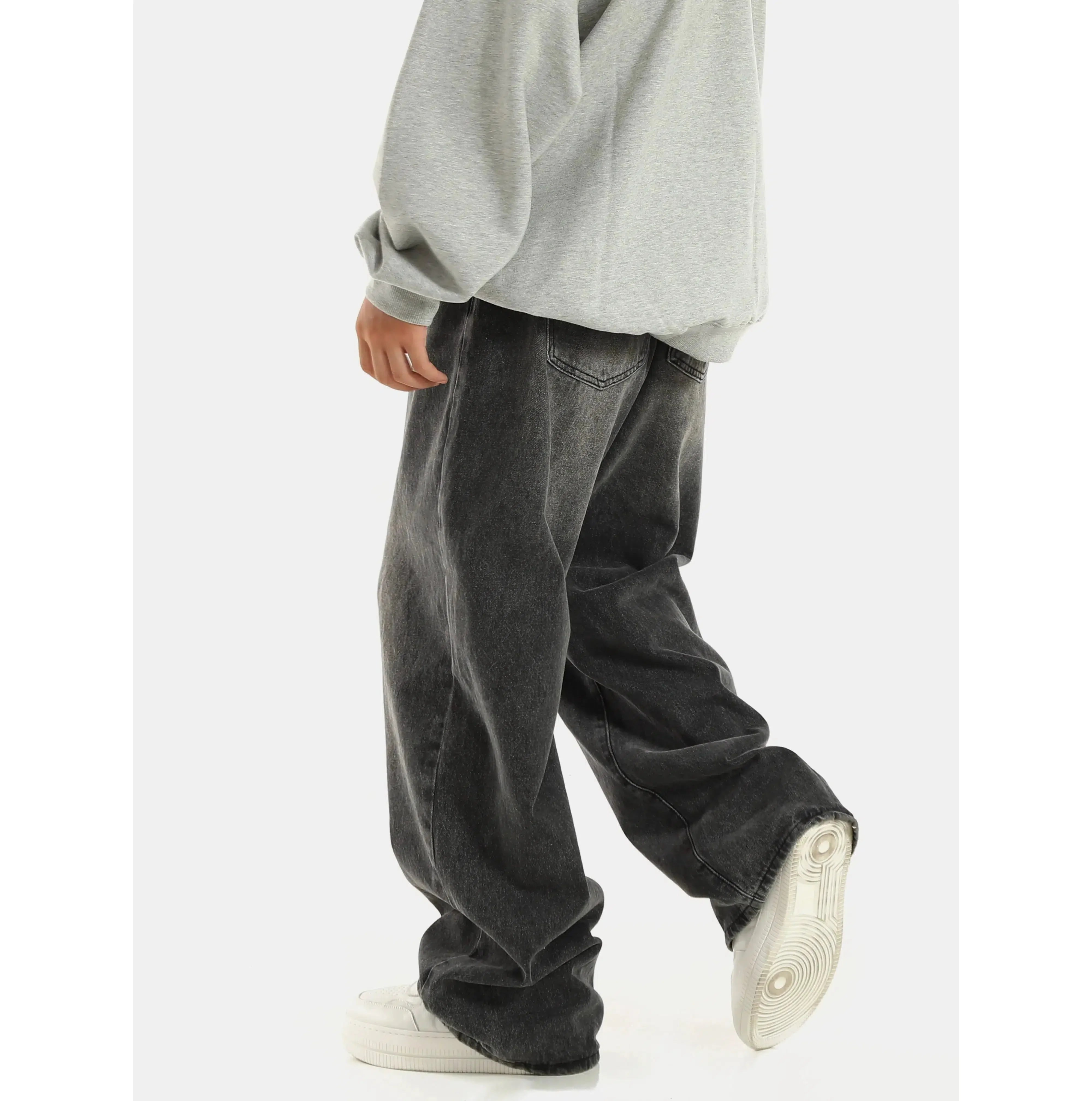 Gray Elastic Waist Jeans