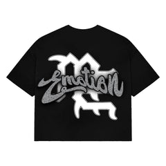Mixed Emotions Black “Rhinestone” Cropped Tee