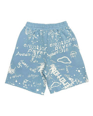 Mixed Emotions Graffiti Shorts Blue