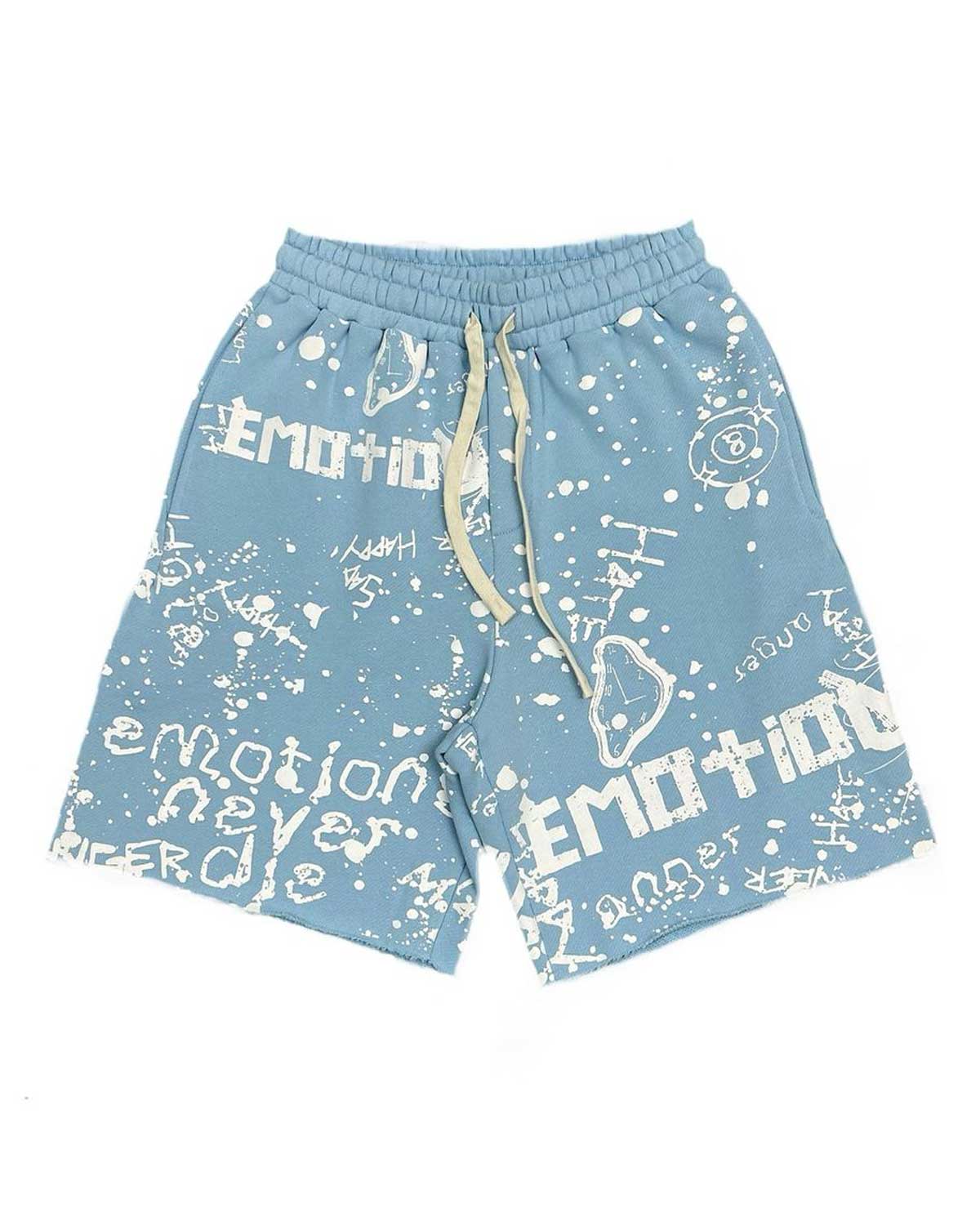 Mixed Emotions Graffiti Shorts Blue