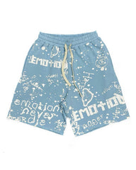 Mixed Emotions Graffiti Shorts Blue